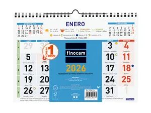 2026 CALENDARIO PARED COLOR NUMEROS GRANDES M 30X21