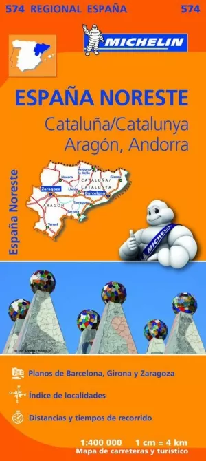 MAPA CATALUÑA, ARAGÓN, ANDORRA 574  1:400.000