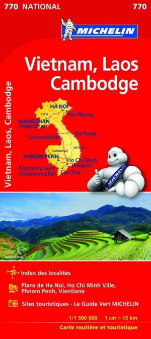 MAPA VIETNAM LAOS CAMBOYA 1:1.500.000