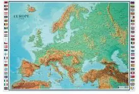 MAPA EUROPA RELIEVE INGLES    1:5.500.000