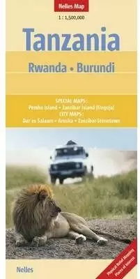 TANZANIA RWANDA BURUNDI 1:1.500.000 -NELLES MAP
