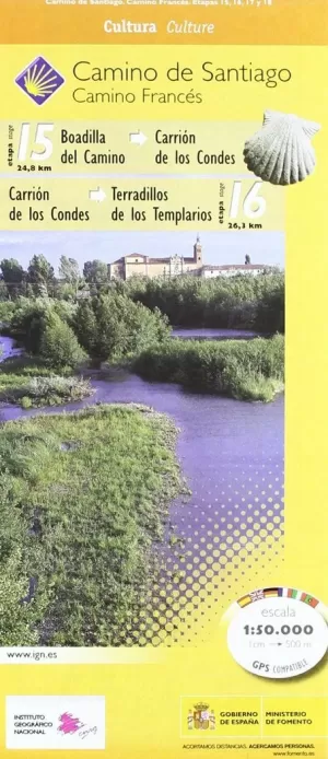 MAPA CAMINO DE SANTIAGO. HOJA 6, ETAPAS (15-16-17-18)