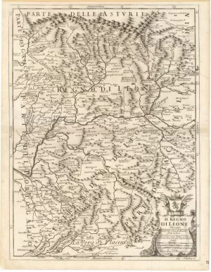 MAPA REINO DE LEÓN Y DEL PRINCIPADO DE ASTURIAS CON LAS NUEVAS DIVISIONES