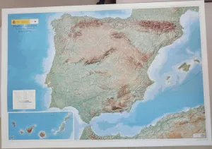 MAPA ESPAÑA RELIEVE   53 X 47