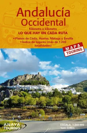 MAPA DE CARRETERAS DE ANDALUCÍA OCCIDENTAL (DESPLEGABLE), ESCALA 1:340.000